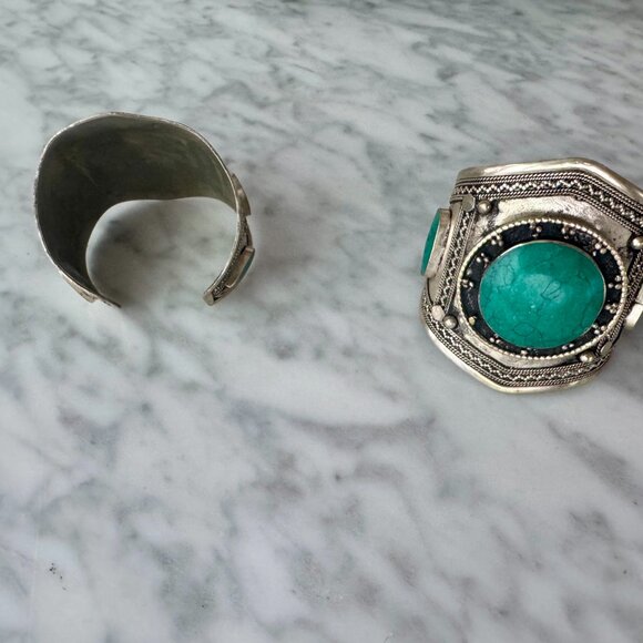 Silver Cuff Bracelets with Turquoise - Picture 4 of 6